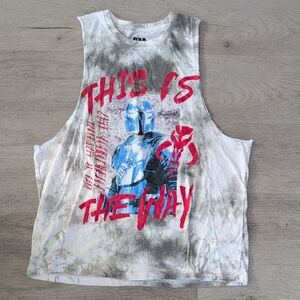 Star Wars "This Is The Way" White and Gray Tank Shirt Size L